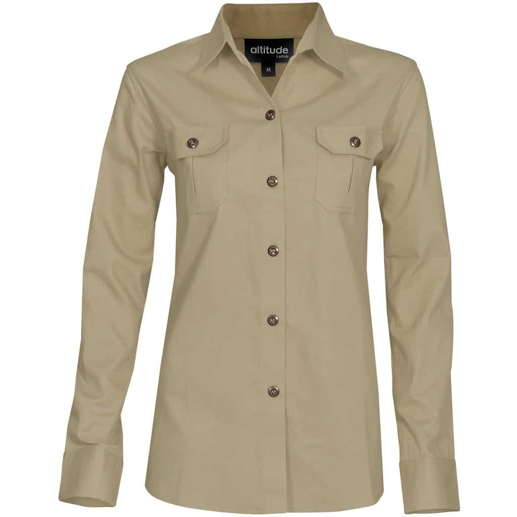STONE Ladies Long Sleeve Oryx Bush Shirt - Stone