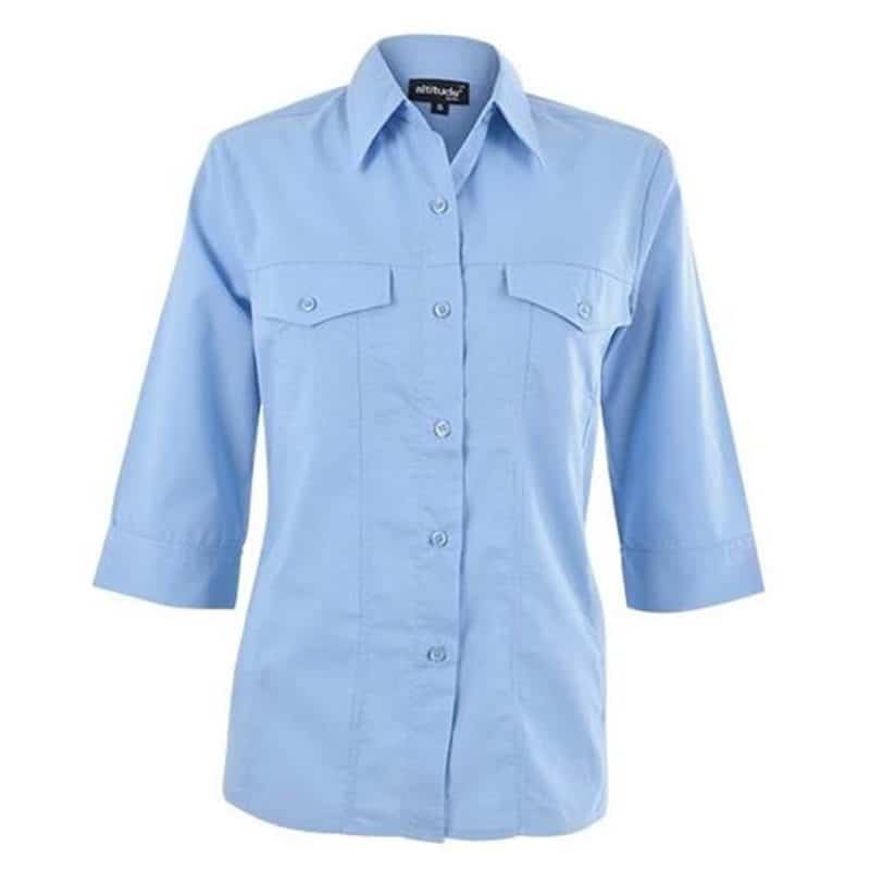 SKY BLUE Ladies 3/4 Sleeve Sally Casual Shirt - Sky Blue