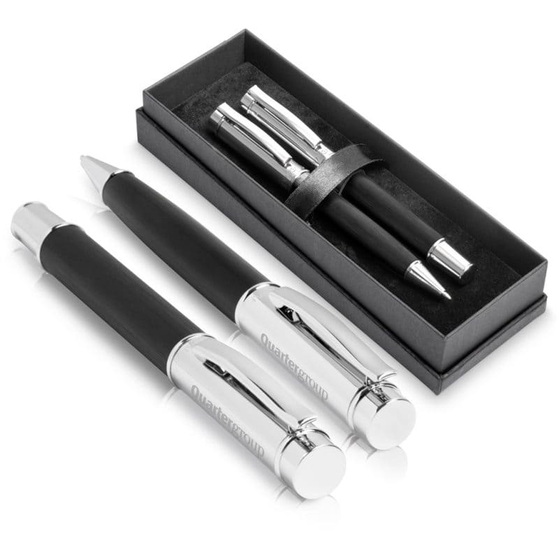 Black Alex Varga Volans Ball Pen & Rollerball Set