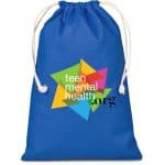 BLUE Allsorts Maxi Cotton Drawstring Pouch - Blue