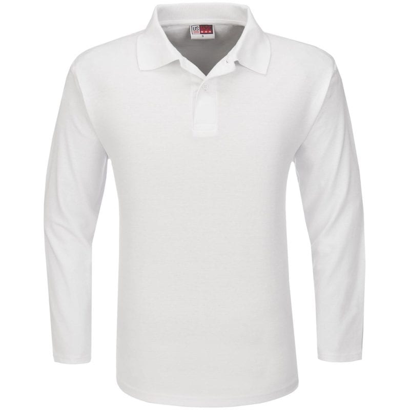 WHITE Mens Long Sleeve Boston Golf Shirt - White