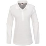 WHITE Ladies Long Sleeve Boston Golf Shirt - White