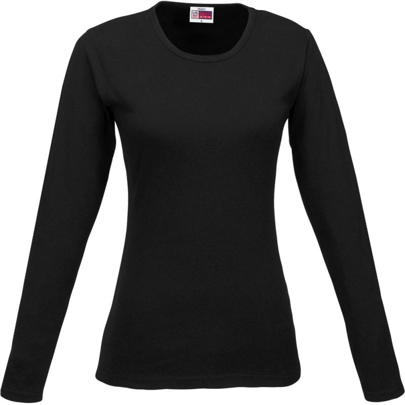 BLACK Ladies Long Sleeve Portland T-Shirt