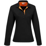 ORANGE Ladies Long Sleeve Solo Golf Shirt - Orange