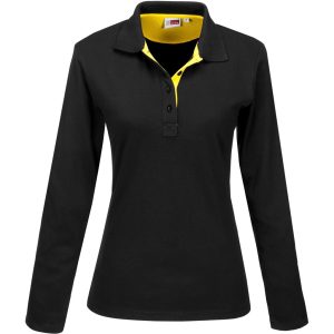 YELLOW Ladies Long Sleeve Solo Golf Shirt - Yellow