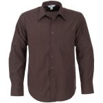 BROWN OLD Mens Long Sleeve Manhattan Striped Shirt - Brown Old