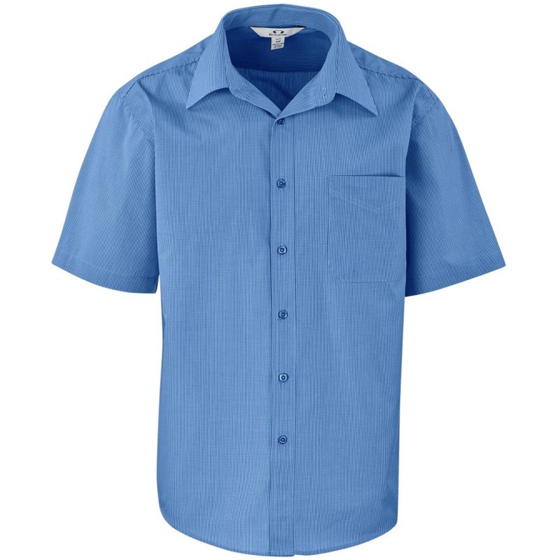 BLUE Mens Short Sleeve Micro Check Shirt