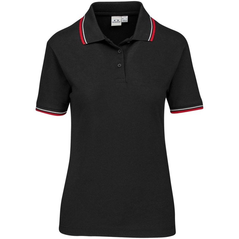 BLACK RED Ladies Cambridge Golf Shirt - Black Red