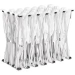 start of folding of aluminium frame for Legend Double-Sided Straight Banner Wall