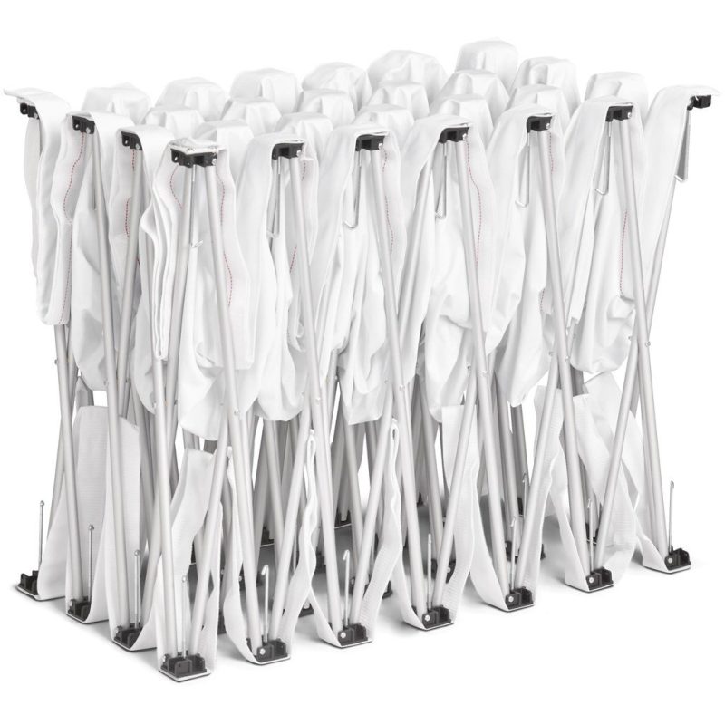 start of folding of aluminium frame for Legend Double-Sided Straight Banner Wall