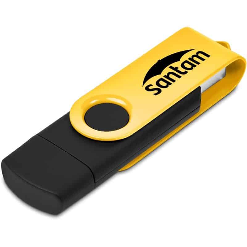 Yellow Shuffle Gyro Black Flash Drive – 32GB