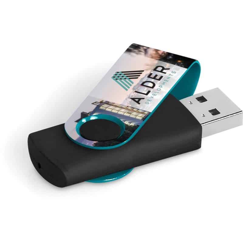 TURQUOISE Axis Gyro Black Flash Drive - 32GB