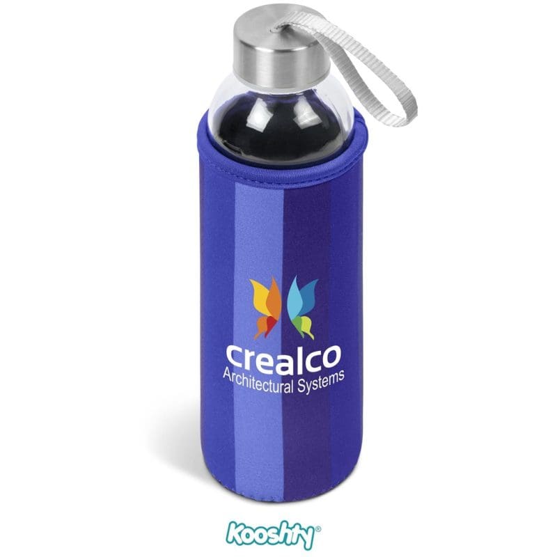 BLUE Kooshty Quirky Glass Water Bottle - 500ml