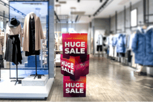 In-store printed stacking cubes