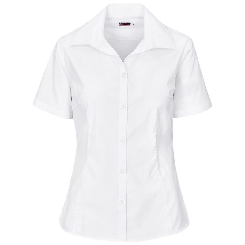 white Ladies Short Sleeve Sheffield Stretch Shirt