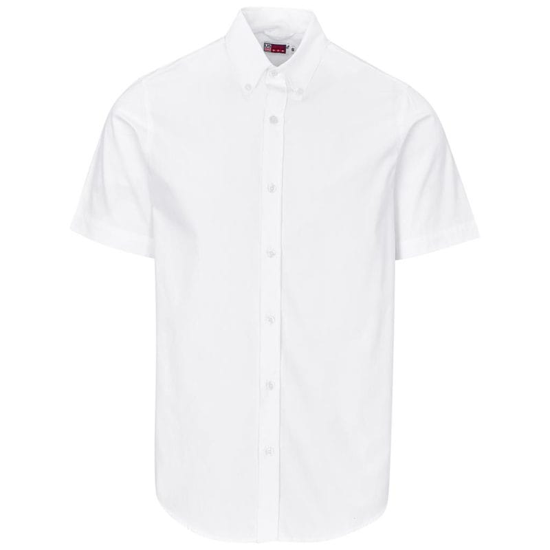 white Mens Short Sleeve Cotton Twill Moderna Shirt