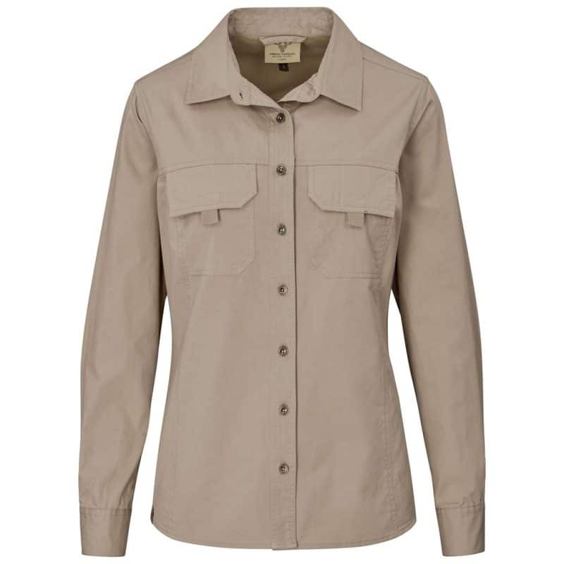 khaki Ladies Long Sleeve Mawenzi Twill Shirt