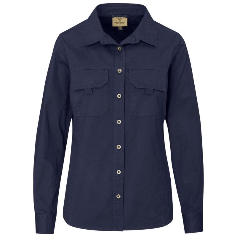 navy Ladies Long Sleeve Mawenzi Twill Shirt