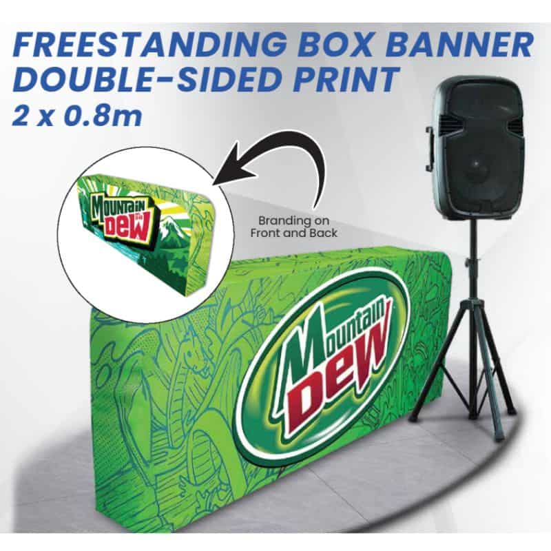 Freestanding Box Banner Double Sided Print 2000 X 800 X 300mm