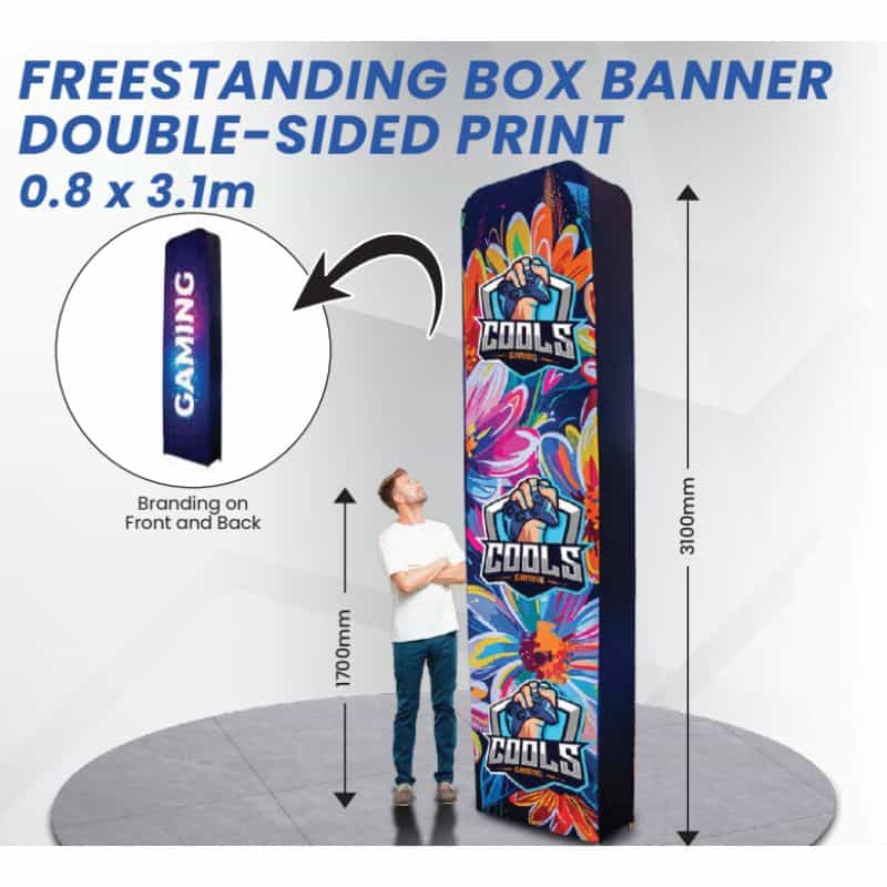 Freestanding Box Banner Double Sided Print 800 X 2000 X 300mm