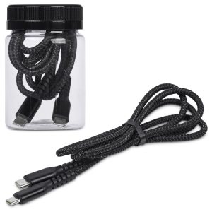 GP-AL-149-B-NO-LOGO Altitude Nitty Fast Charge Type-C to Type-C Charging Cable in Jar
