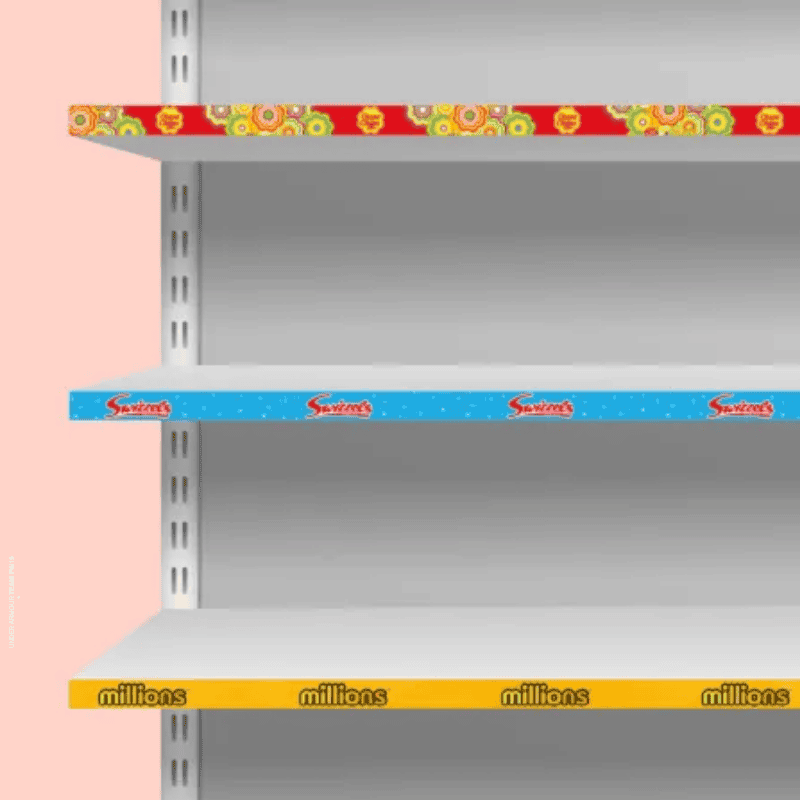 Custom printing retail shelving strips