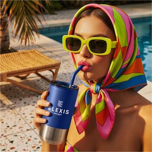 Kooshty Cheerio Stainless Steel & Plastic Double-Wall Tumbler & Straw  480ml lifestyleImagesWithLogos