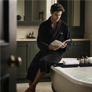 Serendipio Langham Mens Coral Fleece Bathrobe lifestyleImagesWithLogos