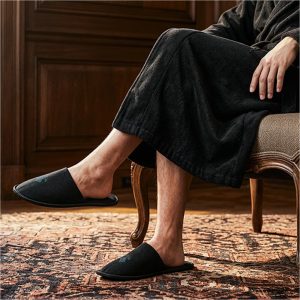 Serendipio Be Our Guest Linen Slippers lifestyleImagesWithLogos