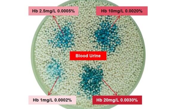 2. Fine granular cat litter showing blood and urine test results for healthy monitoring.