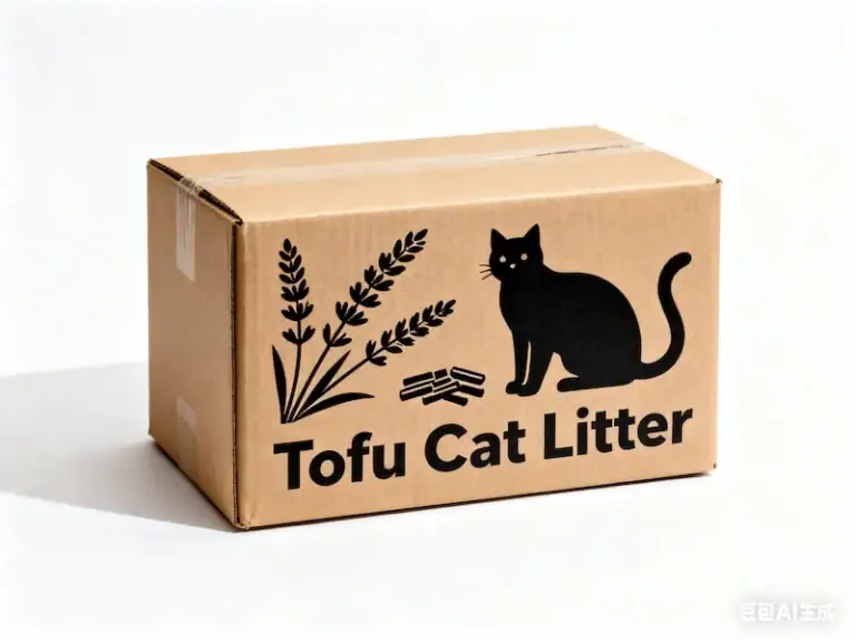 A sturdy, branded outer carton used for shipping wholesale tofu cat litter, protecting the inner packaging bags during global transit.