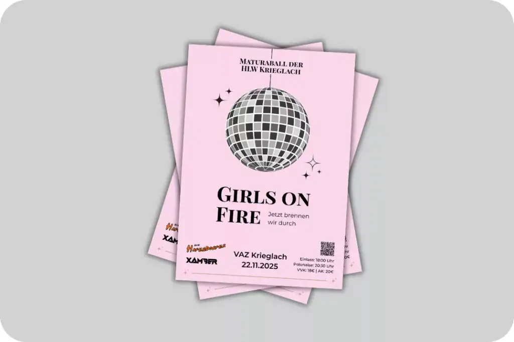 Flyer Druck für den Maturaball der HLW Krieglach