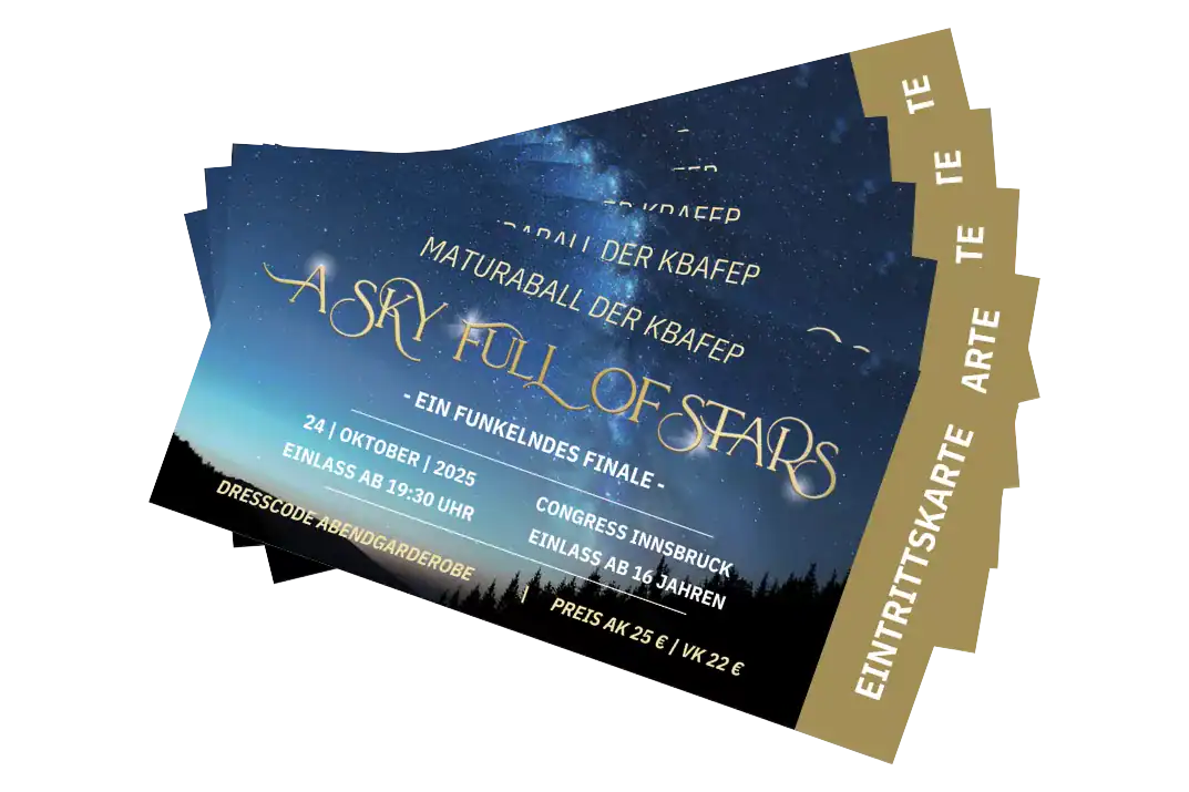 Eintrittskarten „A Sky Full of Stars“ – Maturaball der Kafep – Druckdesign