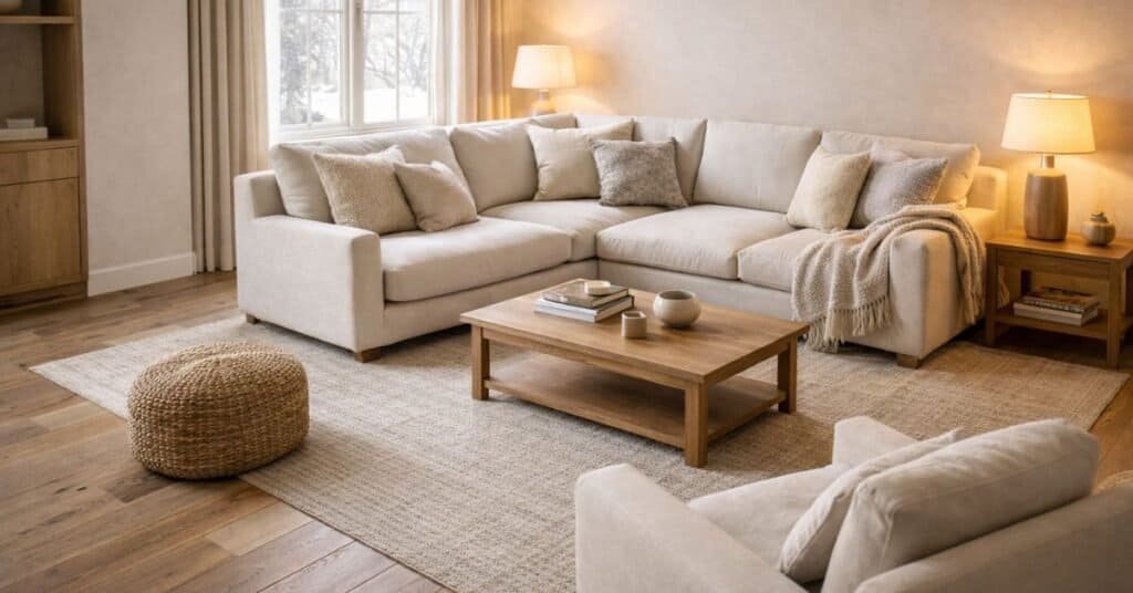 A serene space decorated with winter decor for a cozy atmosphere