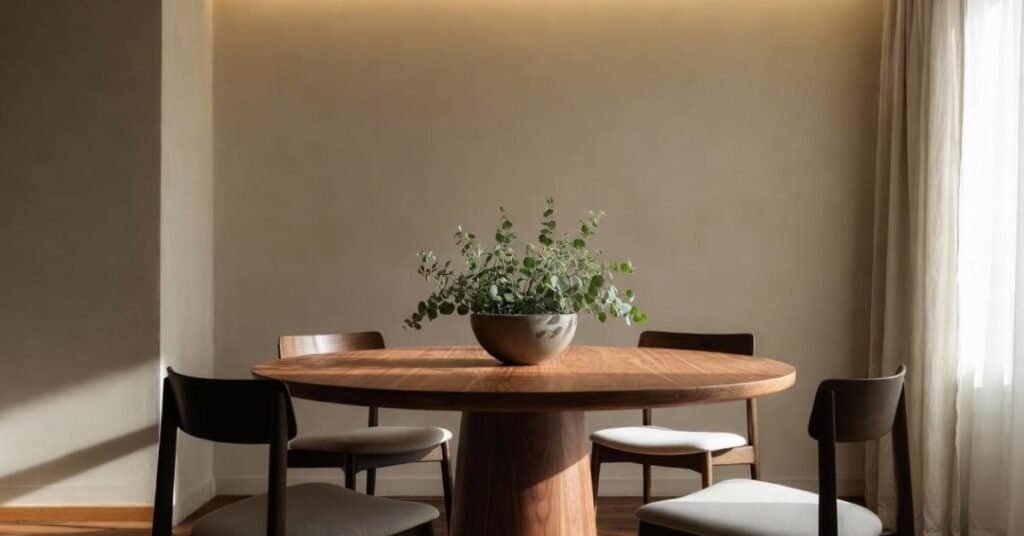 A beautiful modern dining centerpiece featuring elegant floral arrangements.