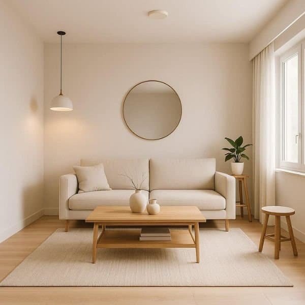 Cozy, light-filled minimalist living space
