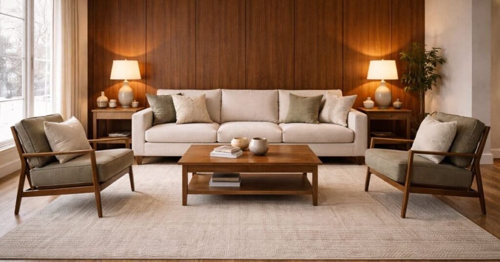 Simple winter decor featuring soft colors and cozy textures.