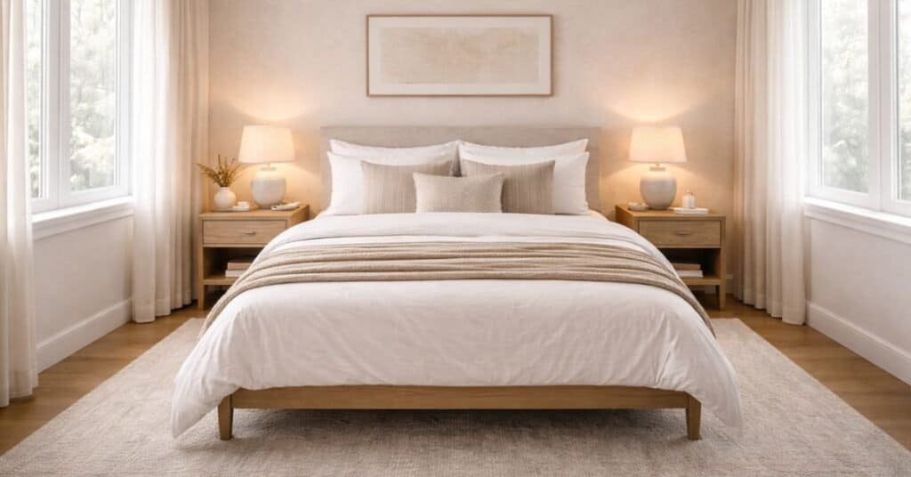 A cozy bedroom showcasing ideas on how to spice up bedroom decor.