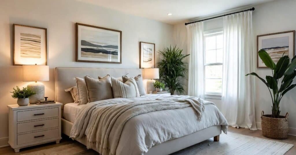 A cozy bedroom setup showcasing how to spice up bedroom decor with simple changes.