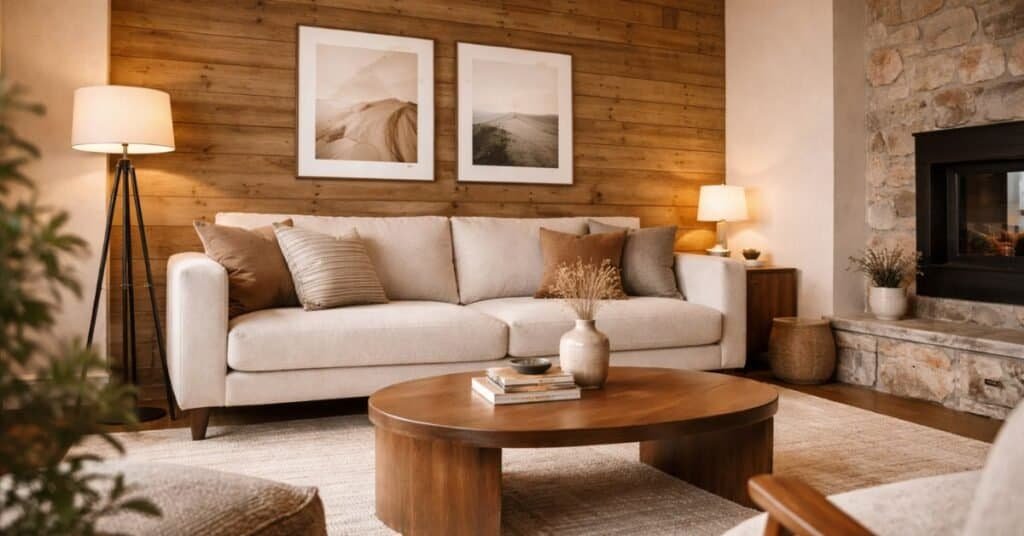 Minimalist wall decor featuring simple art pieces in a small apartment.