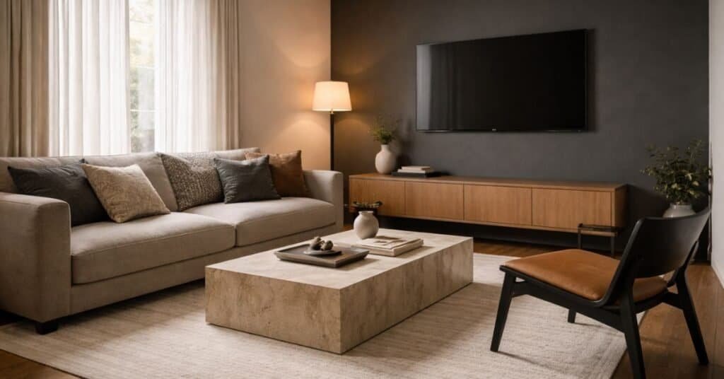 An illustration showing how to hide TV power cord in wall for a sleek look.