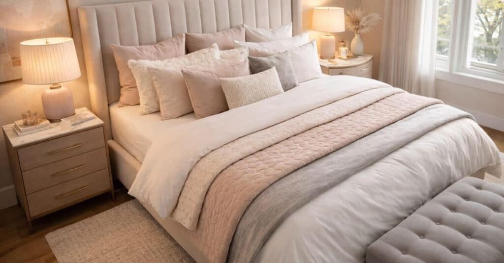 Elegant glam bedroom with soft accents