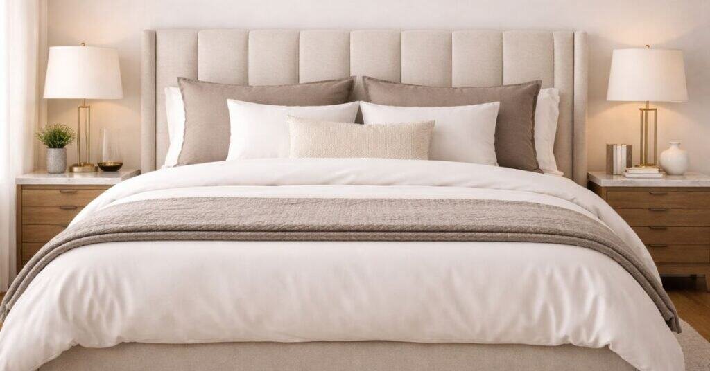 Luxe bedroom with soft neutral tones