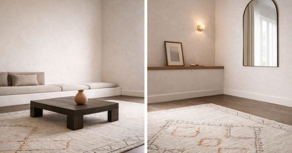 Minimalist decorating style concept with simple furniture and neutral colors.