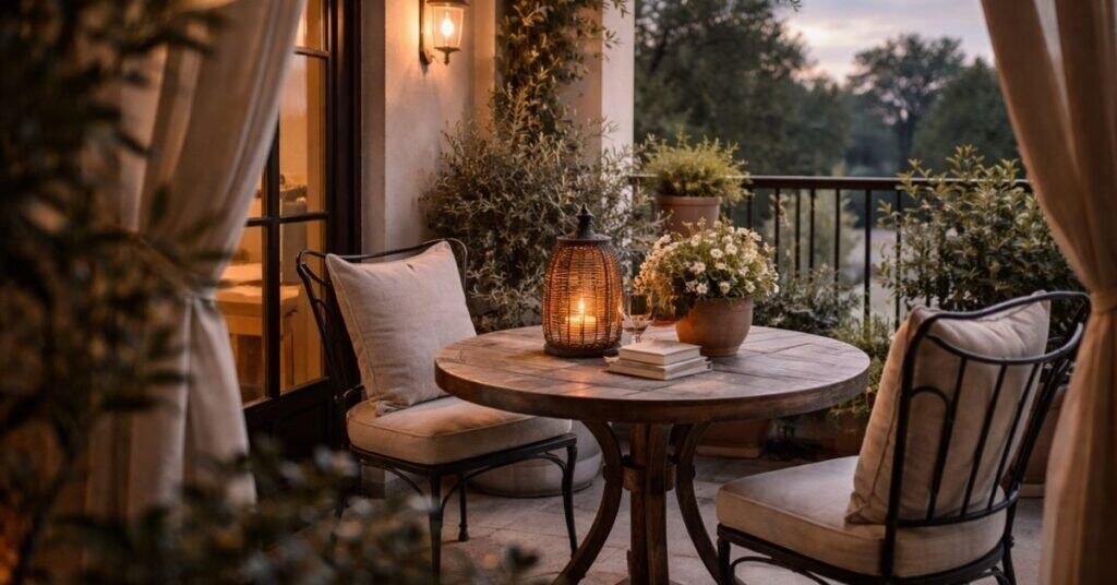 Twilight on a French balcony