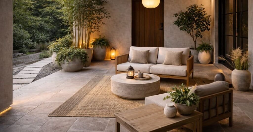 image of a collected porch mix with edited botanical accents