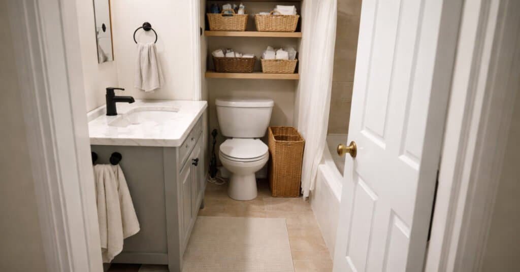 cramped bathroom with tight layout