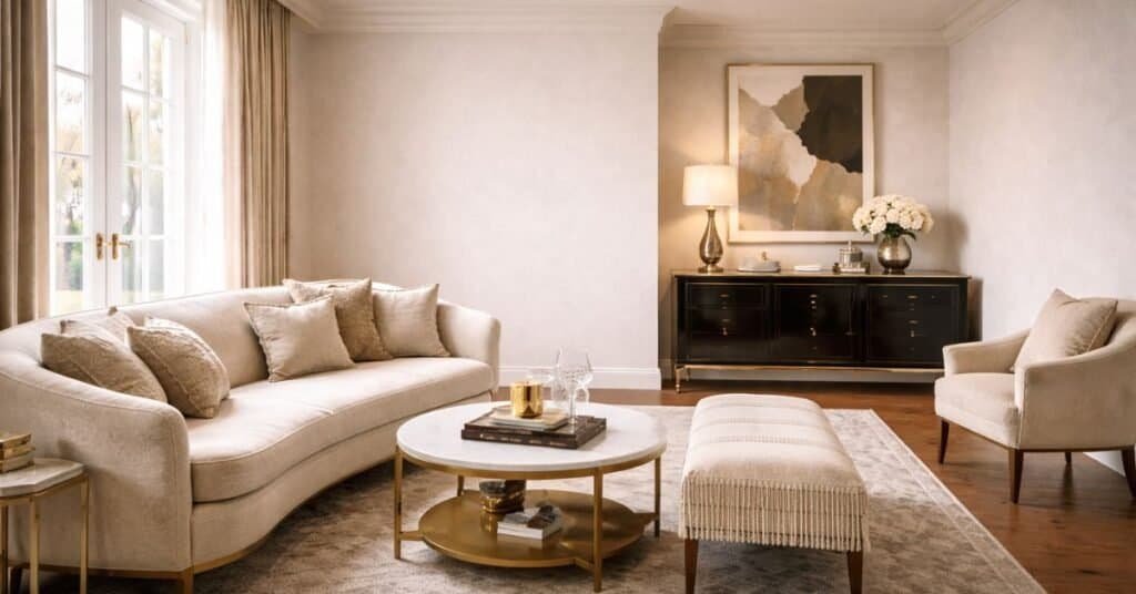 small living room with an empty corner that makes the space look unfinished