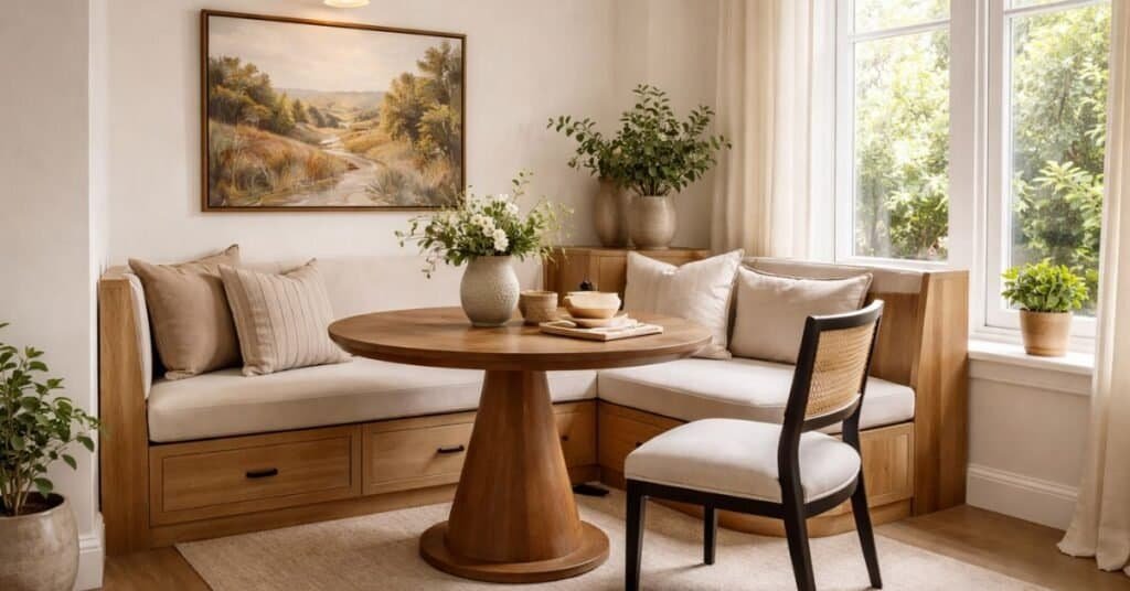 Bright dining nook with natural light