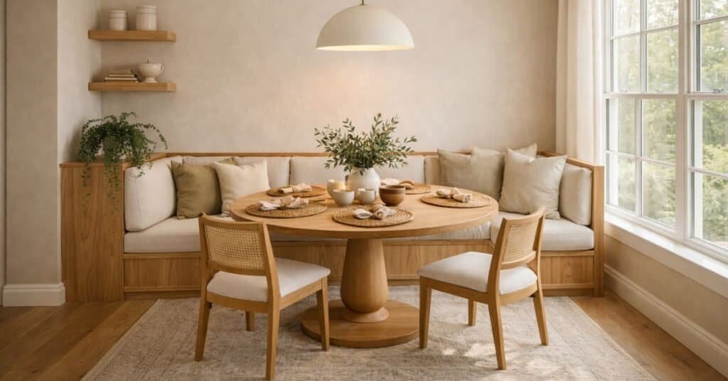 Cozy dining nook in natural light